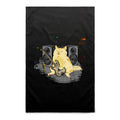 Cat Bass Player - AS Colour Tea Towel Black One Size Tea Towel animal Music Printed In Australia