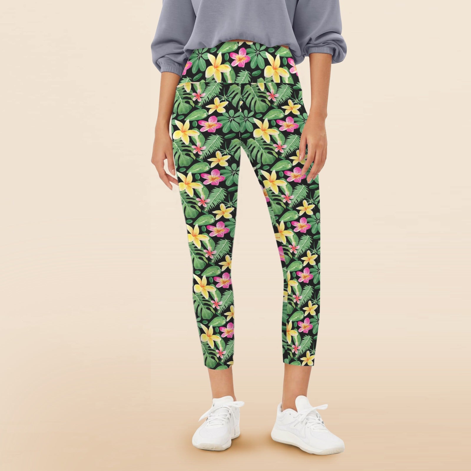 Frangipani - Women's High Waist Pockets Yoga Leggings