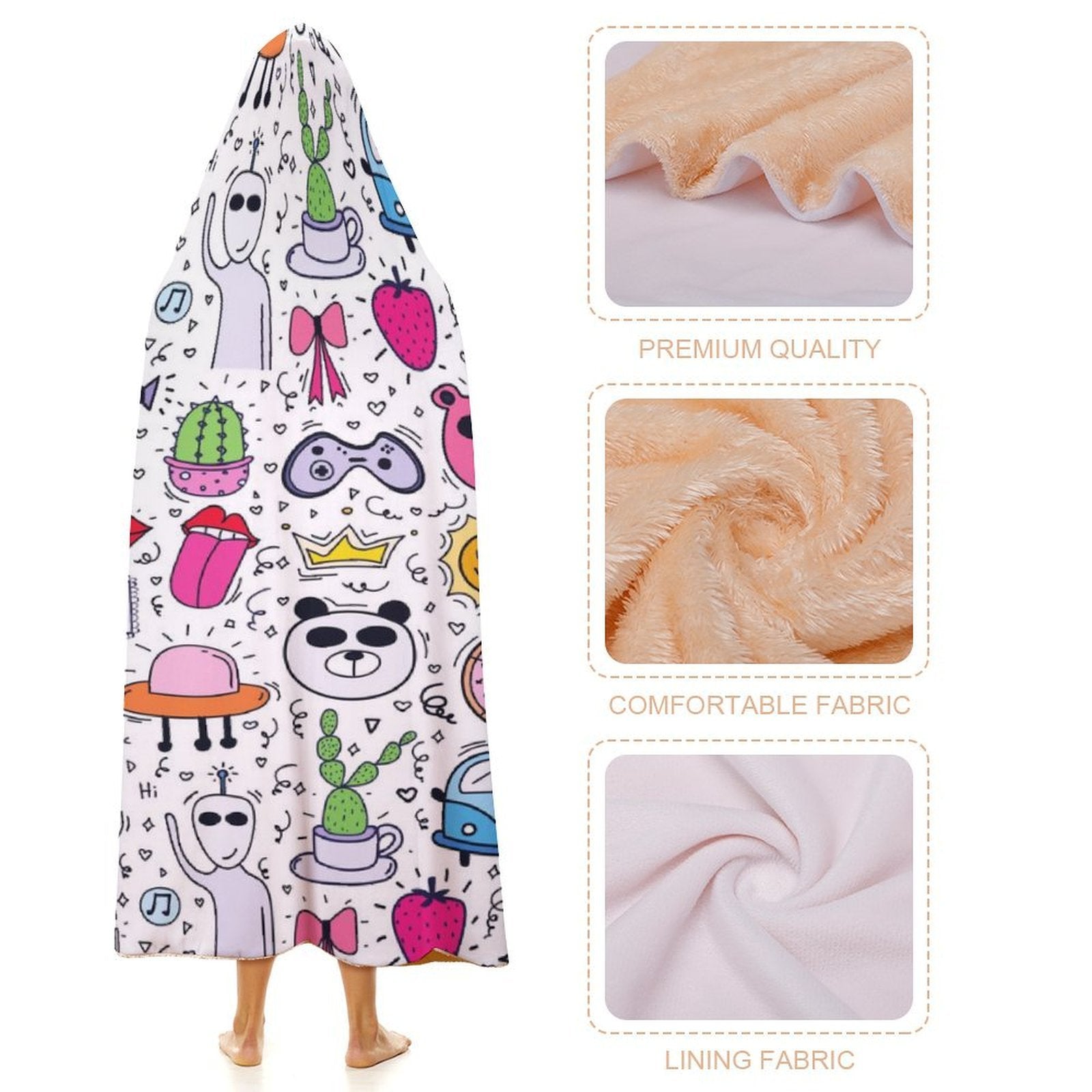 Bright Life Kids Hooded Blanket 100cm x 130cm Kids Hooded Blanket Printed Offshore