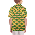 Yellow Flowers On Green Senior Kids Hawaiian Shirt