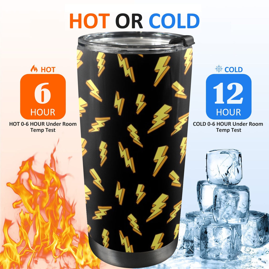 Lightning Bolts - 20oz Mobile Tumbler with Lid (Black Lock) 20oz Travel Mug comic Printed Offshore