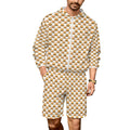 Hamburgers on White Men's Lightweight Sun Hoodie & Shorts Set 4XL Men's Lightweight Sun Hoodie & Shorts Food Printed Offshore