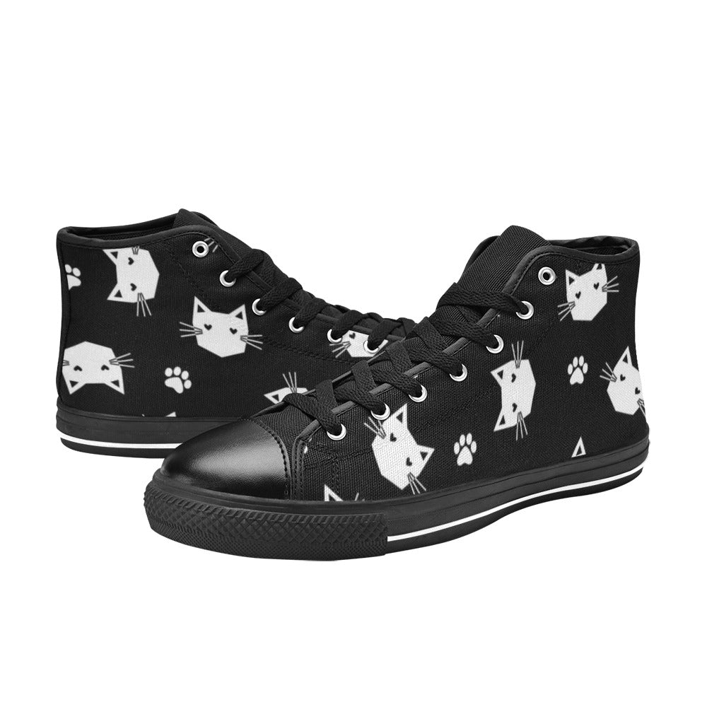 Geometric Cats - Kids High Top Canvas Shoes