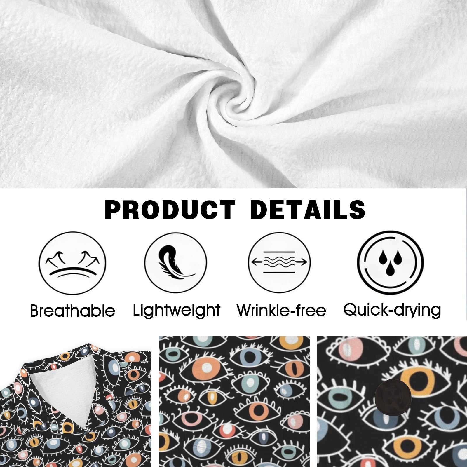 Eyes On Black Men's Crinkle Hawaiian Shirt
