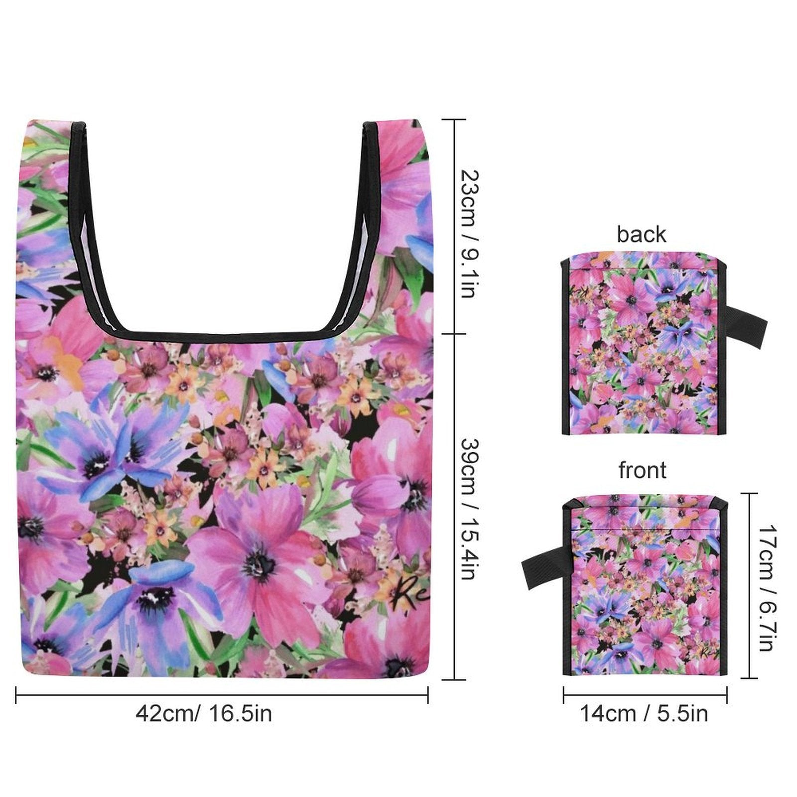 Pink Floral - Collapsible Shopping Bag
