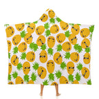 Cool Pineapples Kids Hooded Blanket 100cm x 130cm white 40"×50" Kids Hooded Blanket Food Printed Offshore