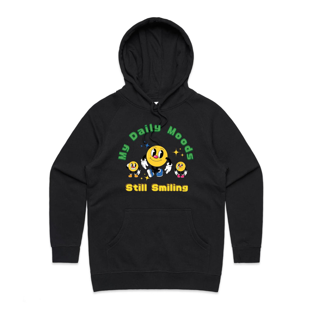 My Daily Moods - Womens Hoodie Black Womens Hoodie Printed In Australia