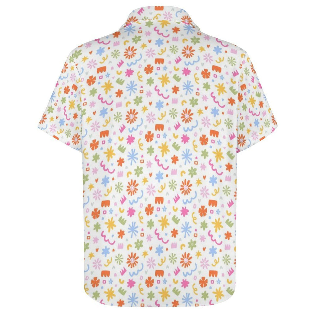 Abstract Colourful Shapes - Women's Short-Sleeve Button Up Shirt