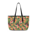 Vintage Hawaiian Floral PU Leather Tote Bag Large One Size Leather Tote Bag-Large Plants Printed Offshore