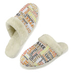 Coffee Men's Fur Trim Thick-Sole Indoor Slippers 2XL Men's Fur Trimmed Slippers Coffee Printed Offshore