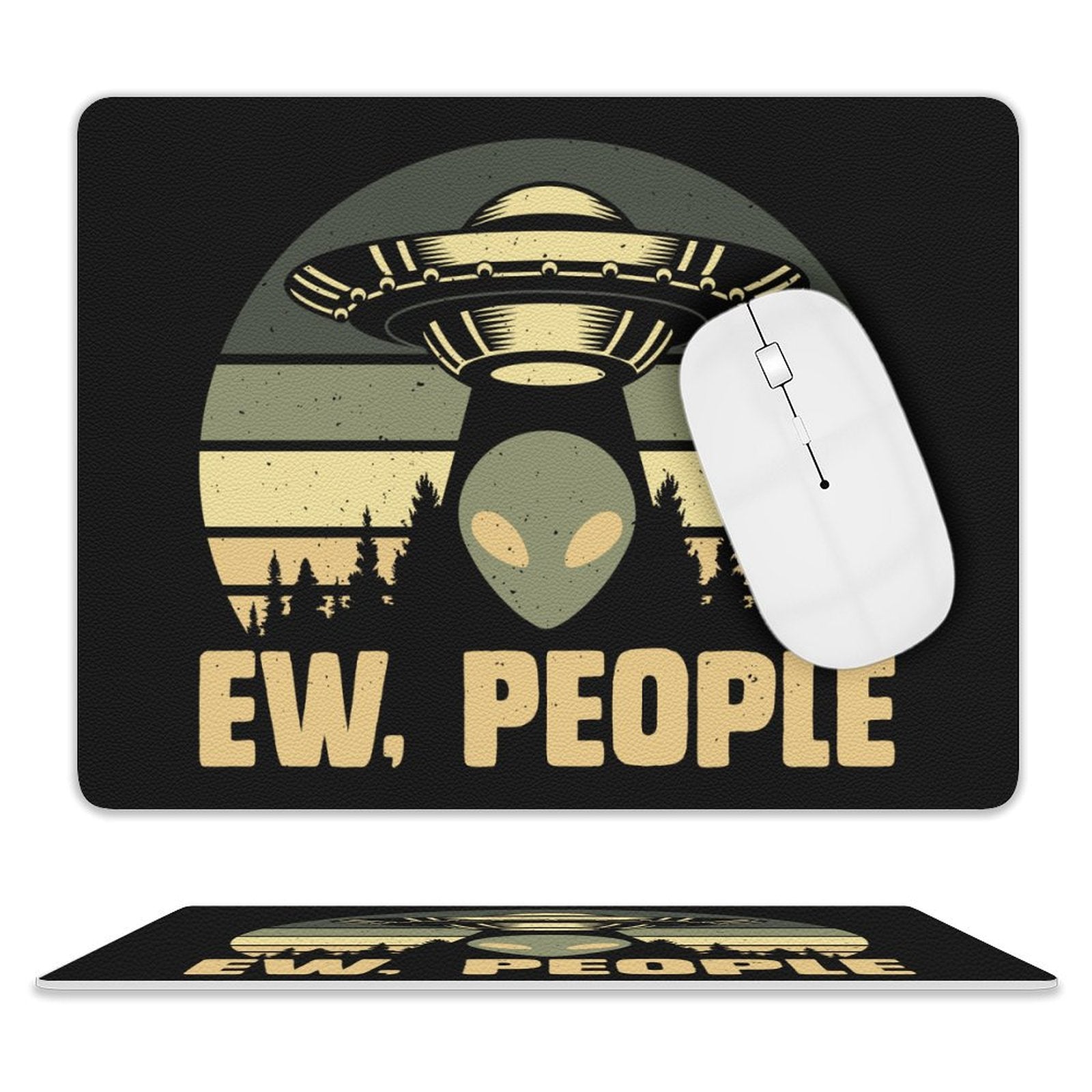 Alien, Ew People - Leather Mouse Pad white One size Leather Mouse Pad Printed Offshore Sci Fi