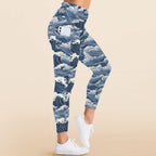 Japanese Waves Women's High Waist Pockets Yoga Leggings Women's High Waist Pockets Yoga Leggings Ocean Printed Offshore