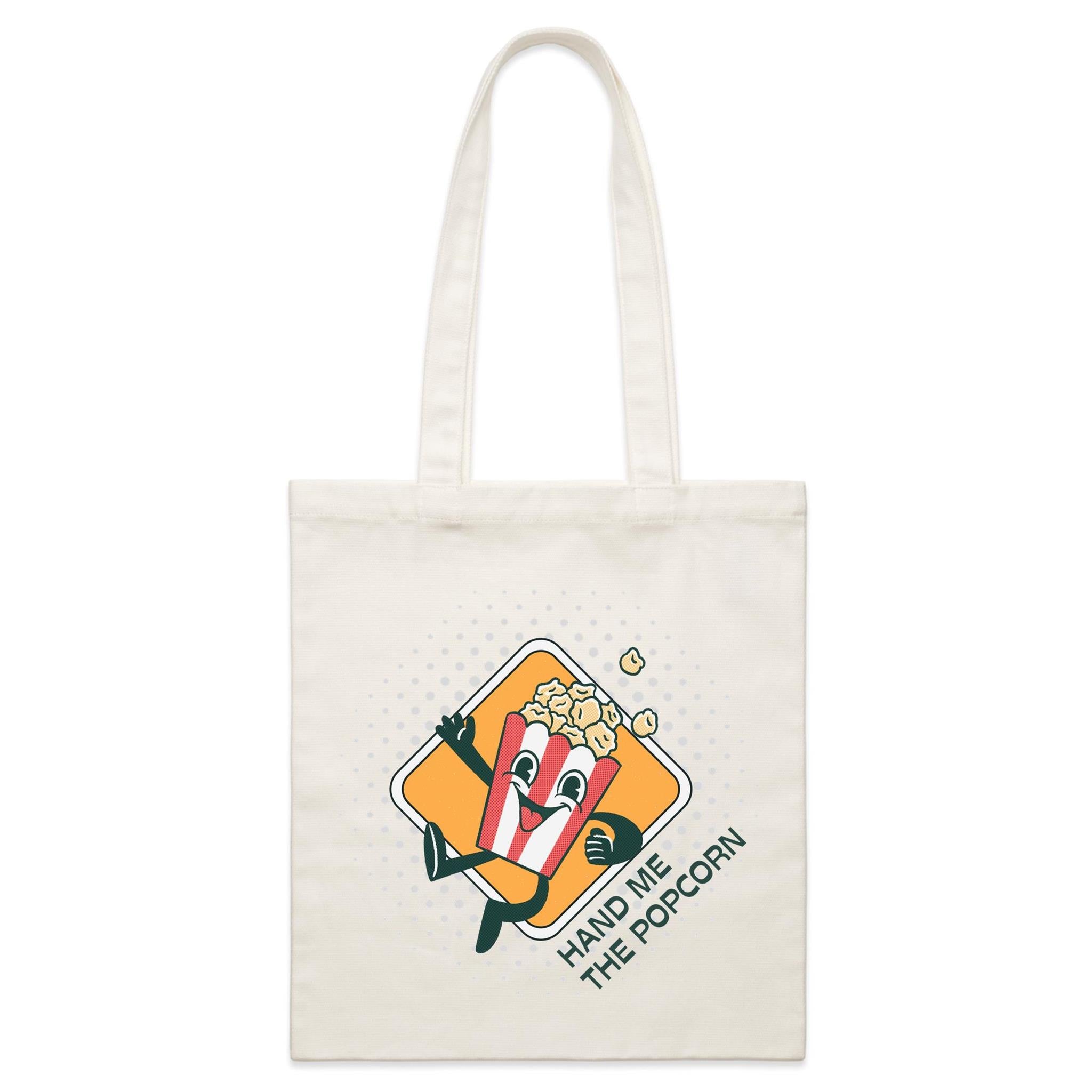 Hand Me The Popcorn - Parcel Canvas Tote Bag Default Title Small Tote Bag Food Printed In Australia