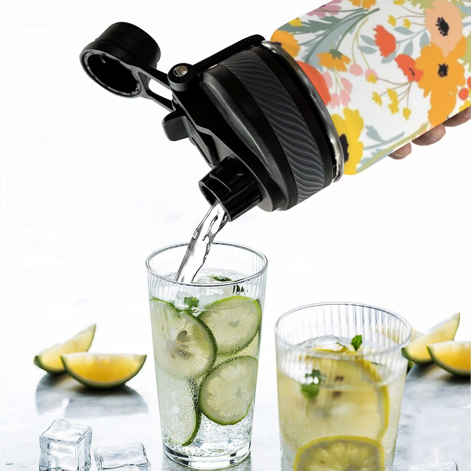 Pretty Floral - Insulated Water Bottle with Dual-Use Lid (18oz) Insulated Water Bottle with Dual-Use Lid (18oz) Plants Printed Offshore