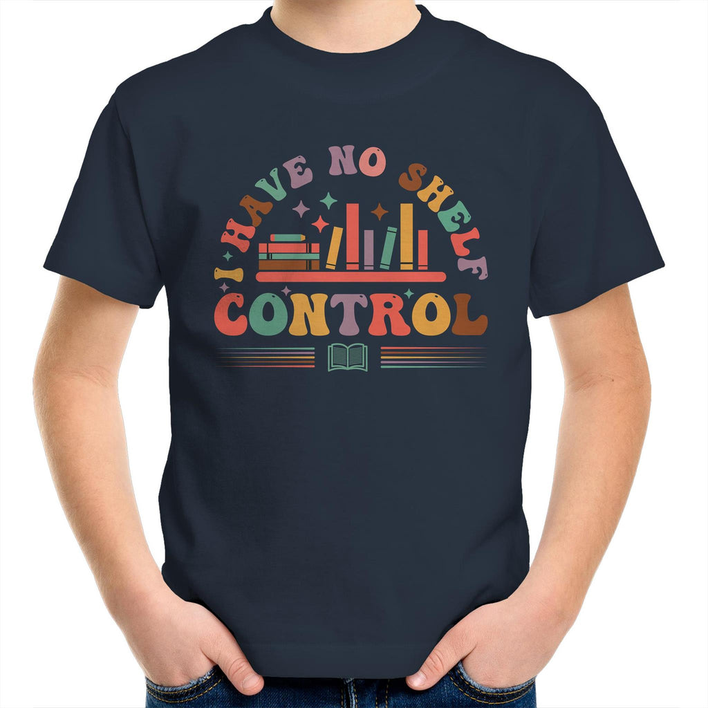 I Have No Shelf Control, Books - Kids Youth T-Shirt Navy Kids Youth T-shirt Printed In Australia Reading