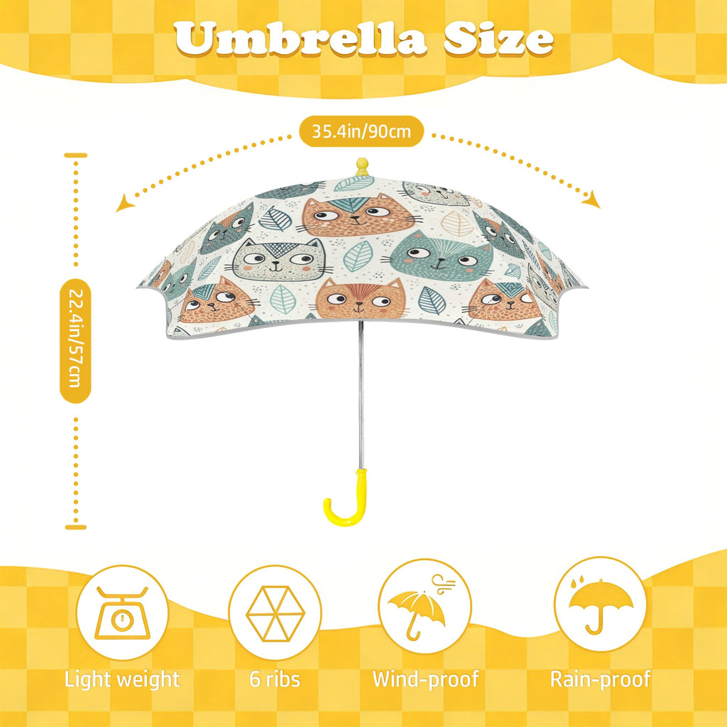 Cute Cat Faces Kids Safe Round Corner Umbrella Kids Safe Round Corner Umbrella animal Printed Offshore
