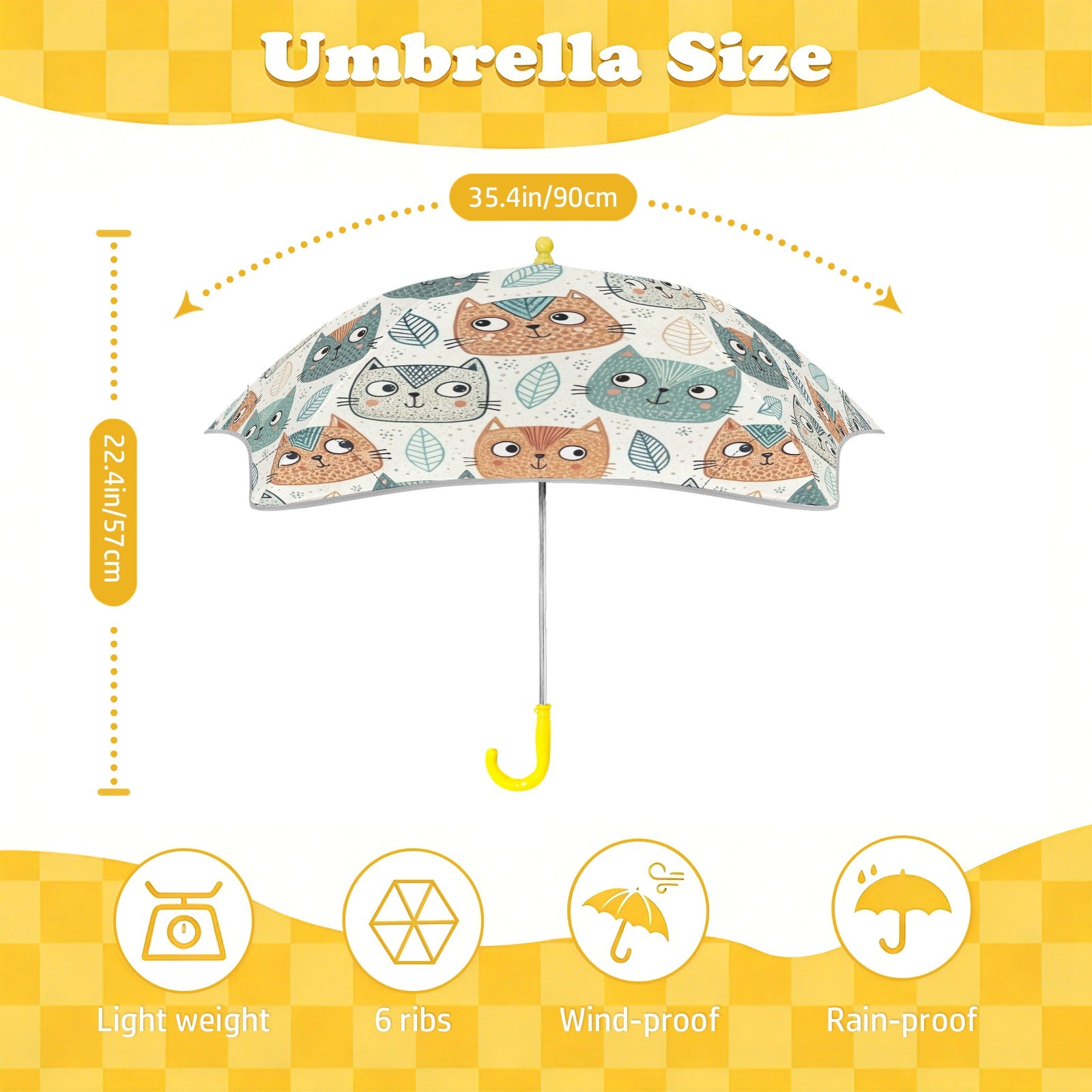 Cute Cat Faces Kids Safe Round Corner Umbrella Kids Safe Round Corner Umbrella animal Printed Offshore