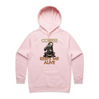 Coffee Keeps Me Alive, Skeleton - Womens Hoodie Pink Womens Hoodie Coffee Printed In Australia