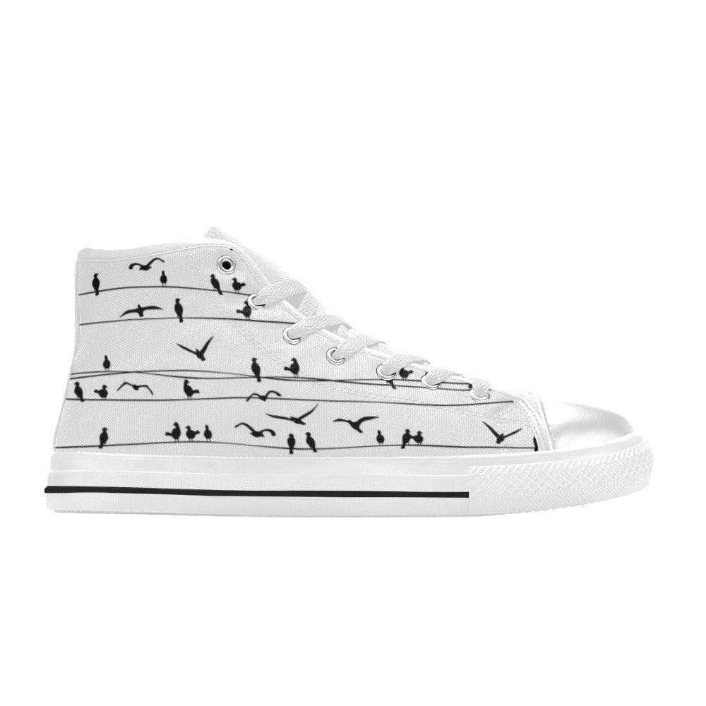 Birds On A Wire - Kids High Top Canvas Shoes
