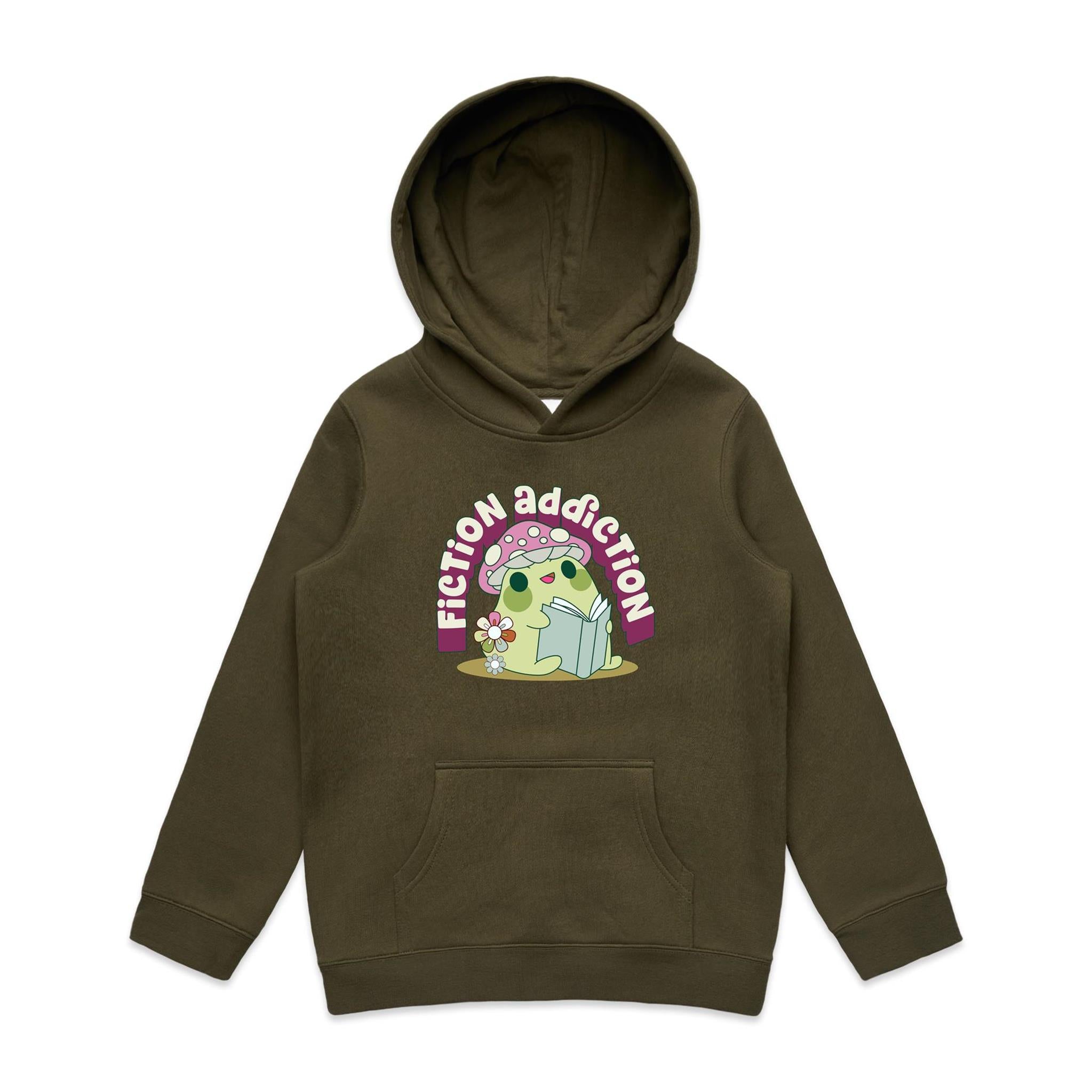 Fiction Addiction - Kids Hoodie Army Kids Hoodie Printed In Australia Reading