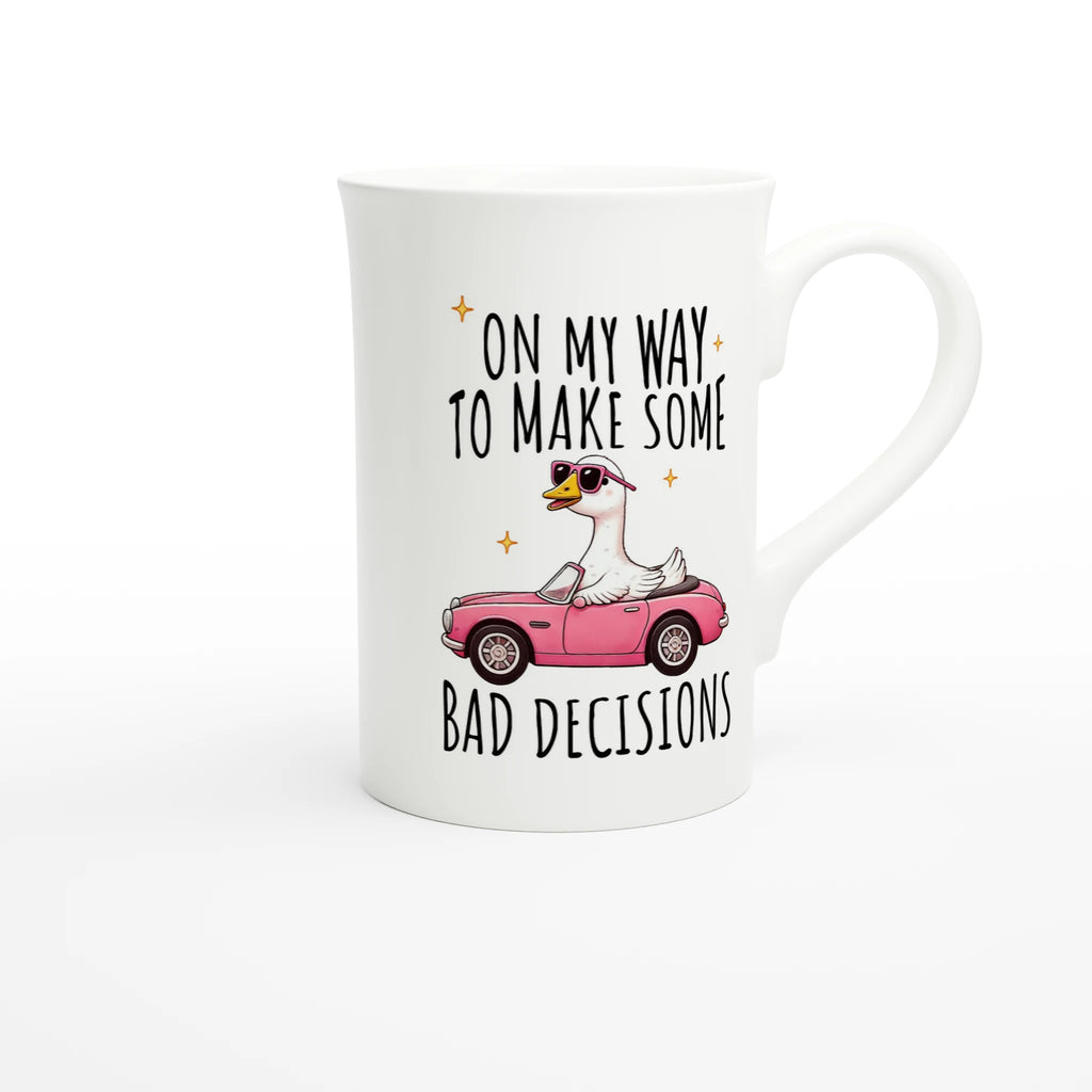 On My Way To Make Some Bad Decisions - White 10oz Porcelain Slim Mug Porcelain Mug animal Globally Fulfilled