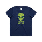 Alien, Humans Aren't Real Kids AS Colour T-shirt
