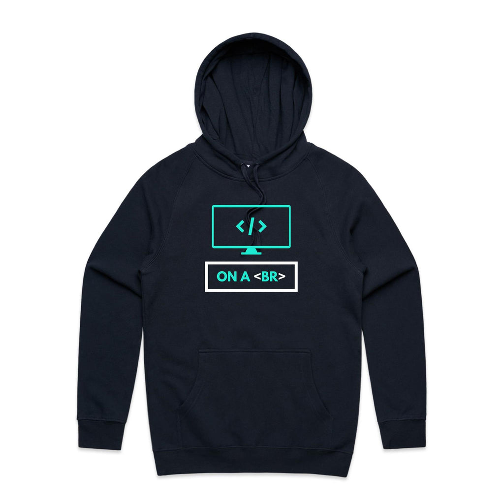 On A Break, Coding - Mens Hoodie Navy Mens Hoodie Printed In Australia Tech