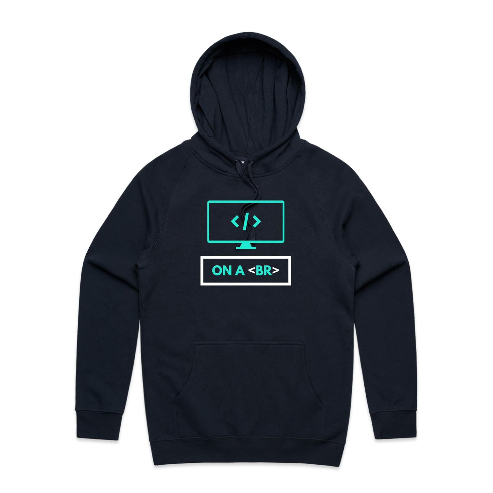 On A Break, Coding - Mens Hoodie Navy Mens Hoodie Printed In Australia Tech