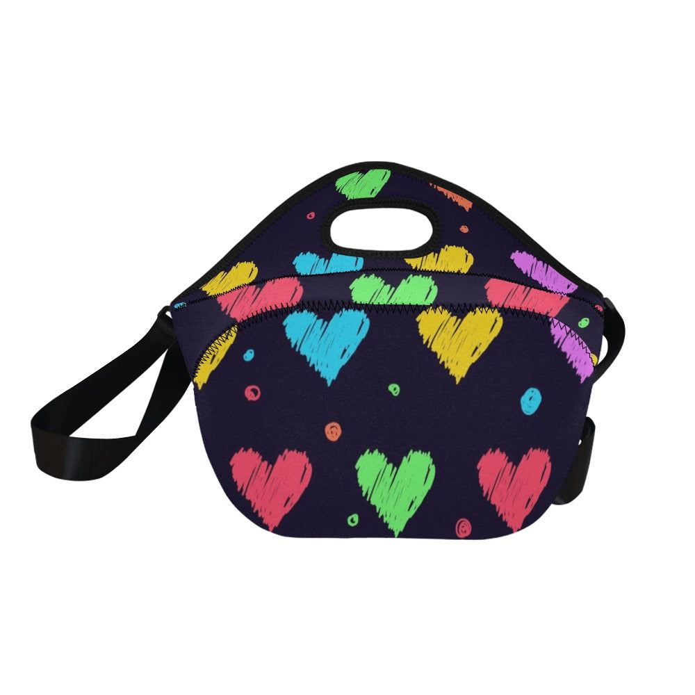 Colourful Hearts - Neoprene Lunch Bag/Large (Model 1669) Neoprene Lunch Bag Love Printed Offshore