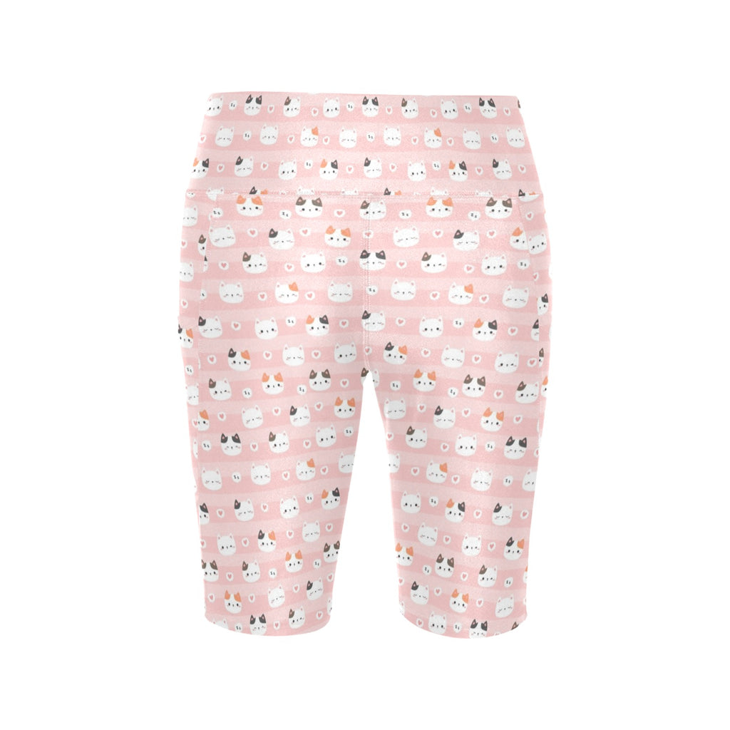 Pink Cats Women's Bike Shorts With Side Pockets