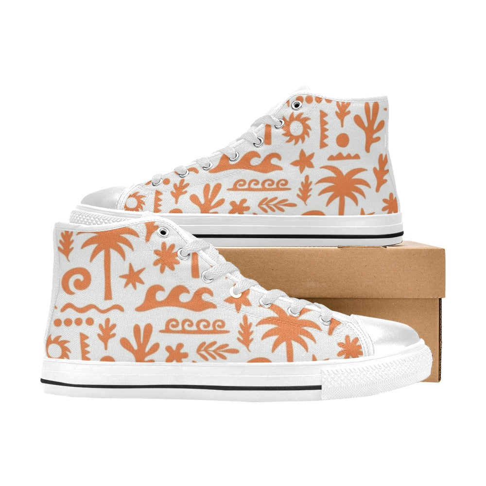Orange Surf Kids High Top Canvas Shoes