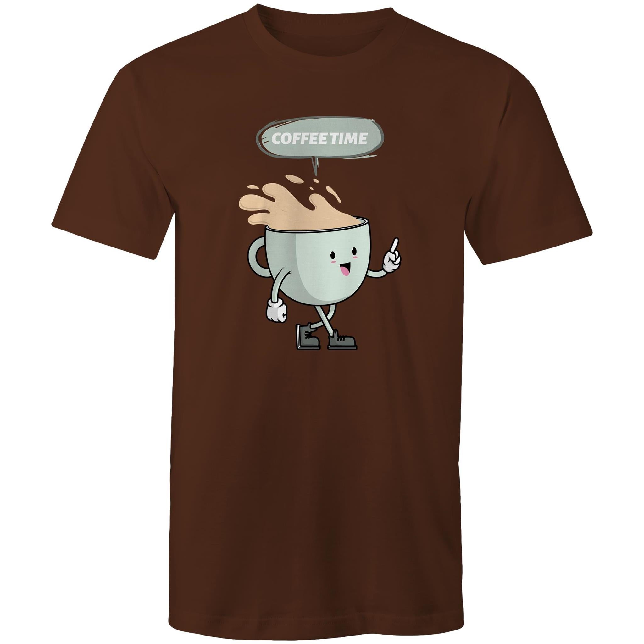Coffee Time - Mens T-Shirt Dark Chocolate Mens T-shirt Coffee Printed In Australia