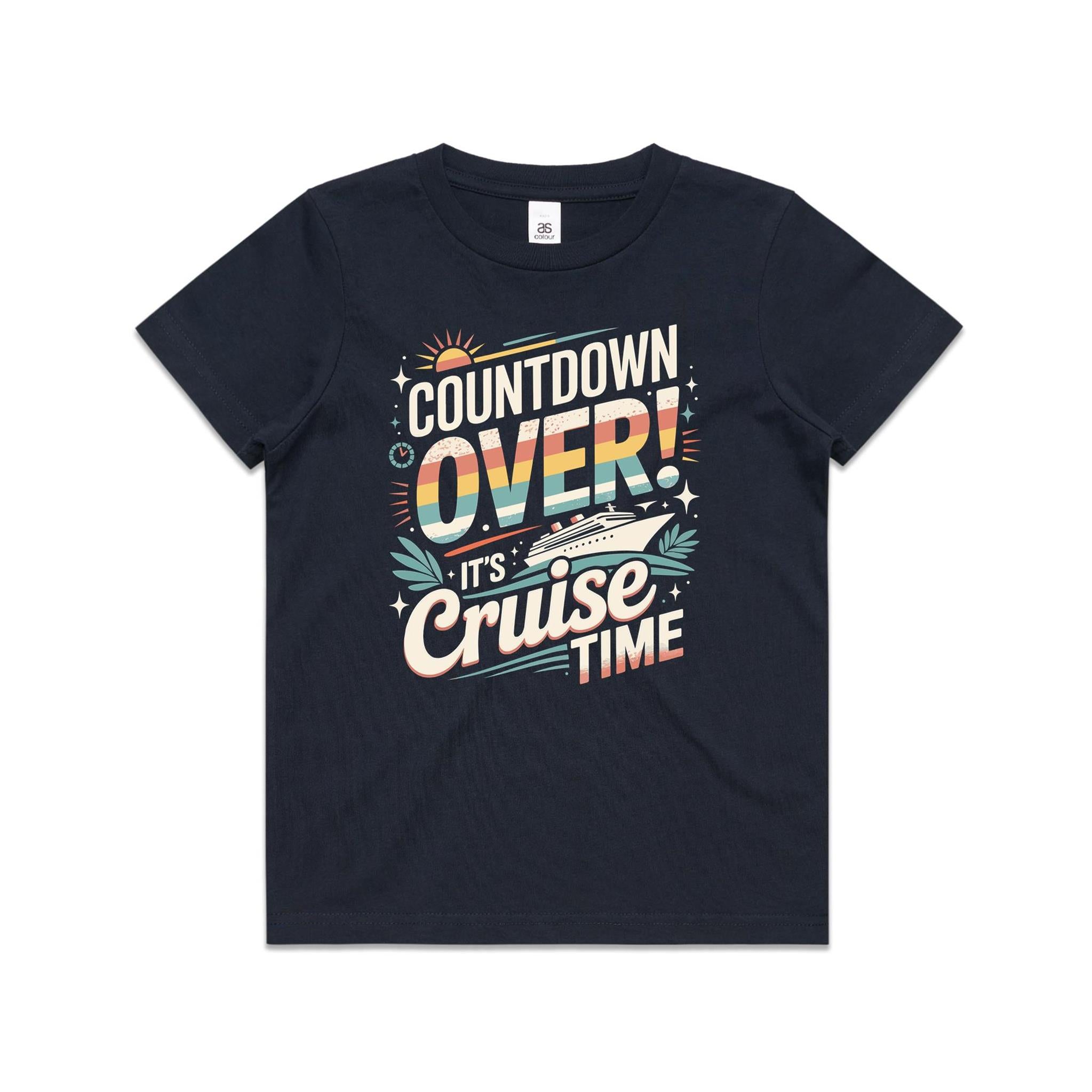 Countdown Over, It's Cruise Time Kids Cruise T-shirt Navy Kids Cruise T-shirt Cruise Printed In Australia