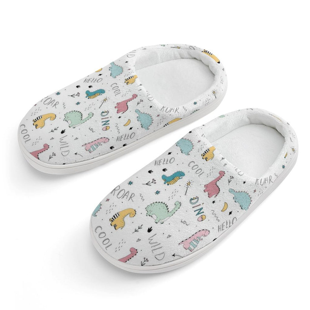 Quirky Dinosaurs Kids Cotton Slippers white Kids Cotton Slippers Printed Offshore