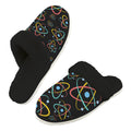 Atoms Men's Fur Trim Thick-Sole Indoor Slippers 2XL Men's Fur Trimmed Slippers Printed Offshore Science