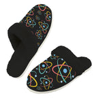 Atoms Men's Fur Trim Thick-Sole Indoor Slippers 2XL Men's Fur Trimmed Slippers Printed Offshore Science