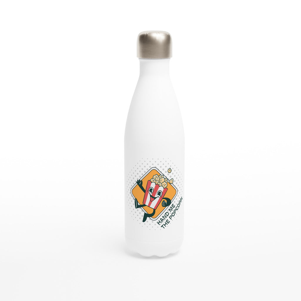 Hand Me The Popcorn - White 17oz Stainless Steel Water Bottle Default Title White Water Bottle Globally Fulfilled Retro