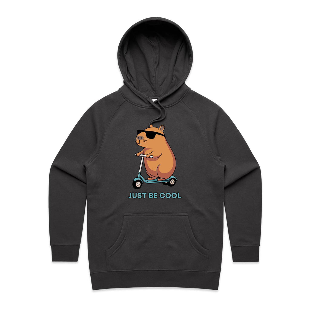 Just Be Cool, Capybara - Womens Hoodie Coal Womens Hoodie animal Printed In Australia