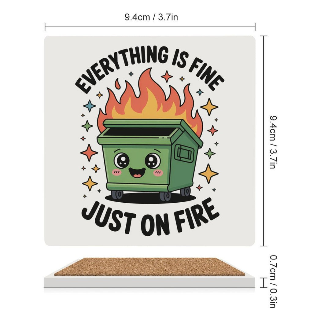 Skip Bin / Dumpster Fire Ceramic Coasters Ceramic Coasters Printed Offshore