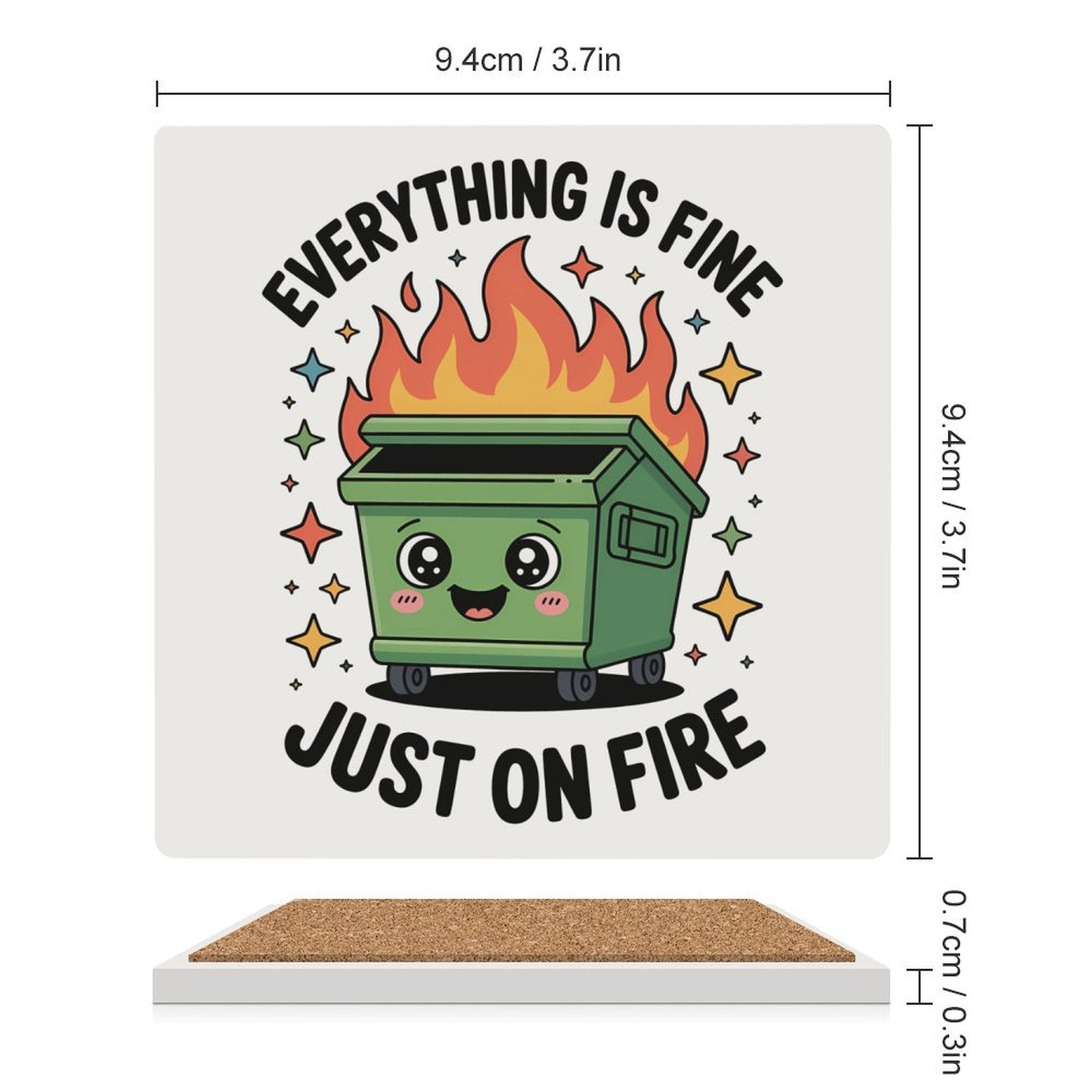 Skip Bin / Dumpster Fire Ceramic Coasters Ceramic Coasters Printed Offshore