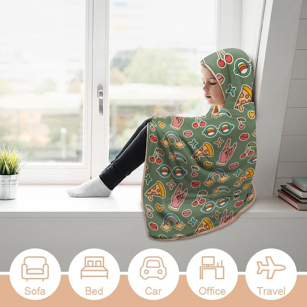 Groovy Retro Kids Hooded Blanket 100cm x 130cm