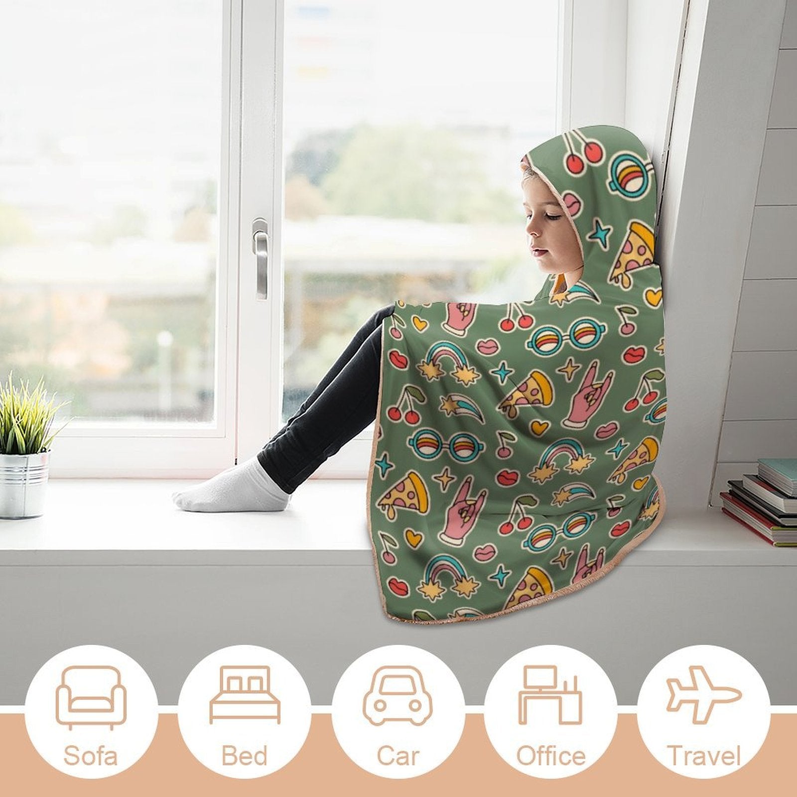 Groovy Retro Kids Hooded Blanket 100cm x 130cm