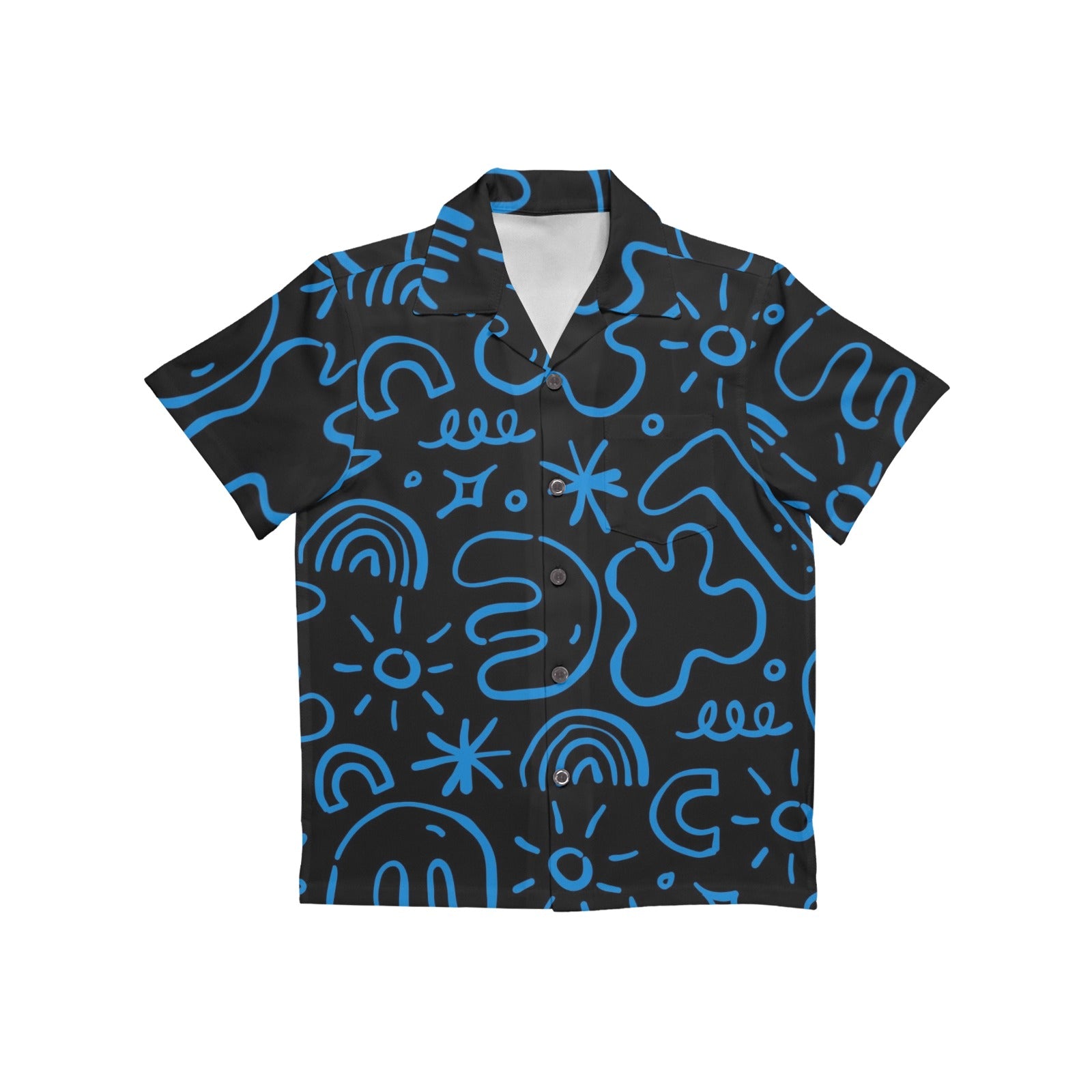 Blue Squiggle - Junior Kids Hawaiian Shirt