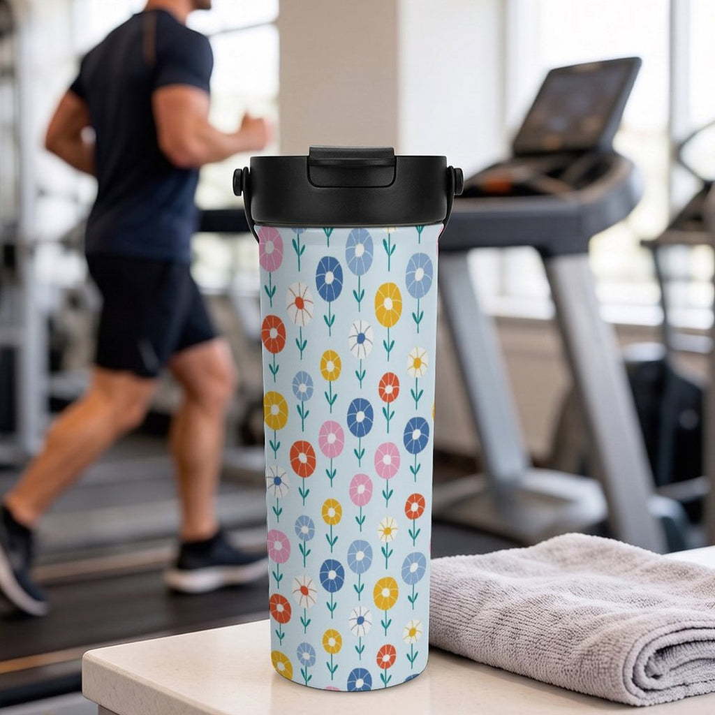 Cute Abstract Flowers 20oz Tea Tumbler with Carry Handle