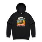 Never Forget Pluto - Mens Hoodie Black Mens Hoodie Printed In Australia Space