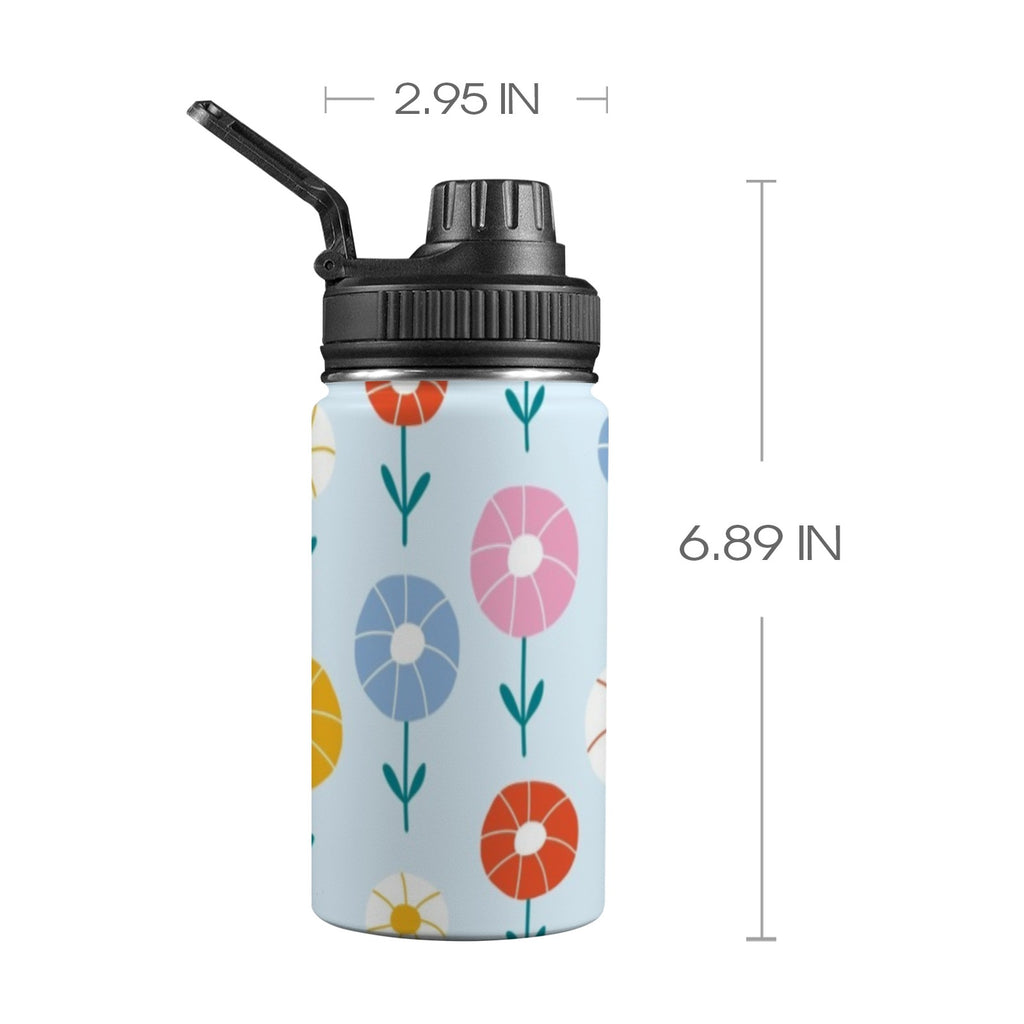 Abstract Cute Flowers Kids Water Bottle with Chug Lid (12 oz) One Size Kids Water Bottle with Chug Lid Plants Printed Offshore