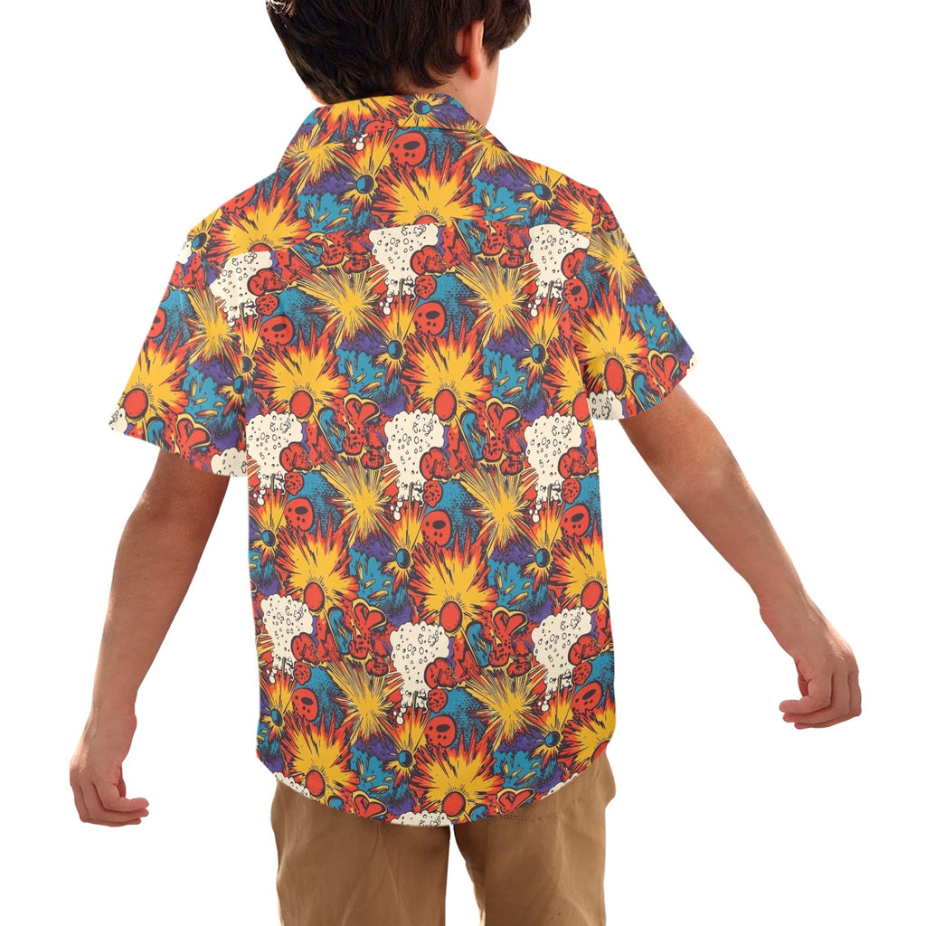 Comic Book Explosions Junior Kids Hawaiian Shirt