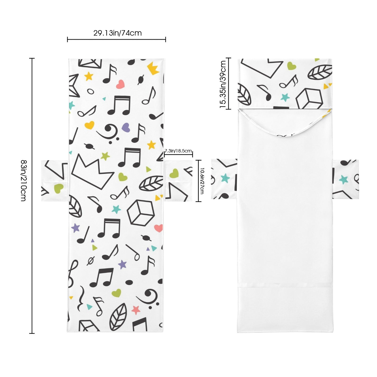 Music Time Beach Chair Towel Cover with Side Pockets