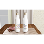 Flower Frame Name - White 17oz Stainless Steel Water Bottle Personalised Water Bottle customise Globally Fulfilled Name personalise