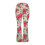 Hibiscus High Waist Crossover Tummy Control Flare Leggings High Waist Flare Leggings Plants Printed Offshore